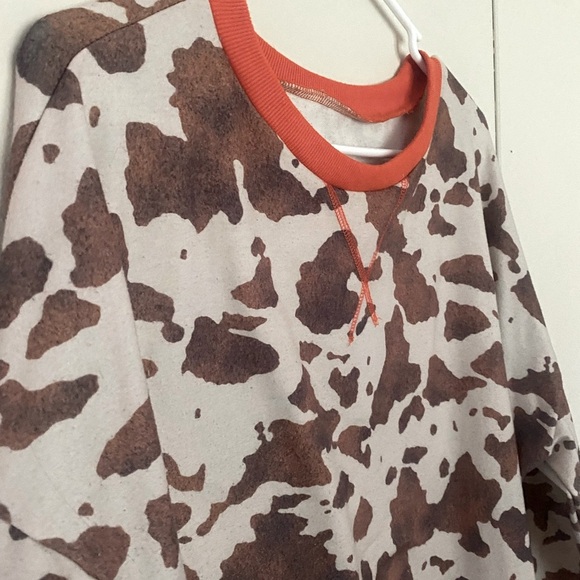 Cow Print Sweatshirt with Orange Accents - Picture 3 of 3